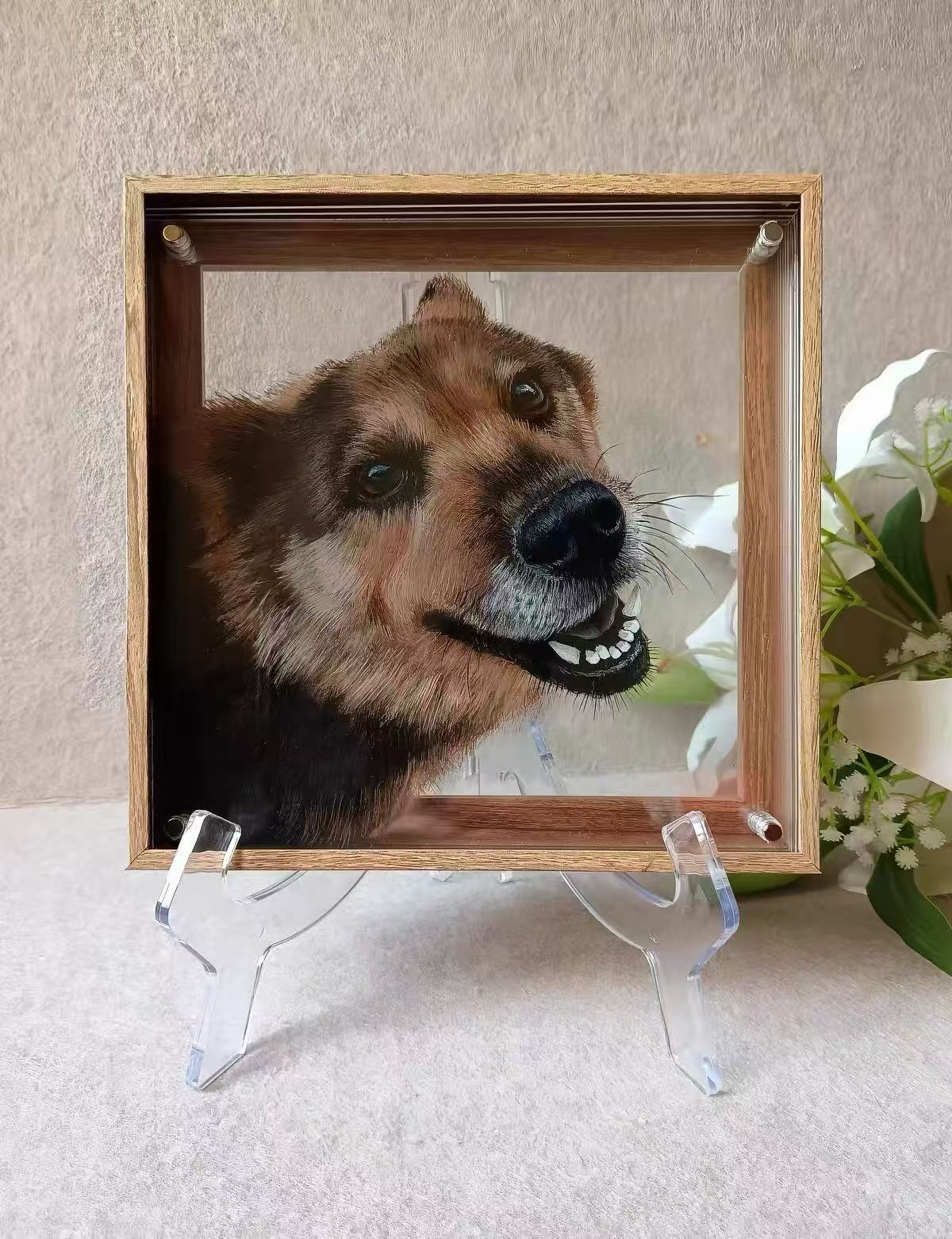 Floating Glass Pet Portrait Frame