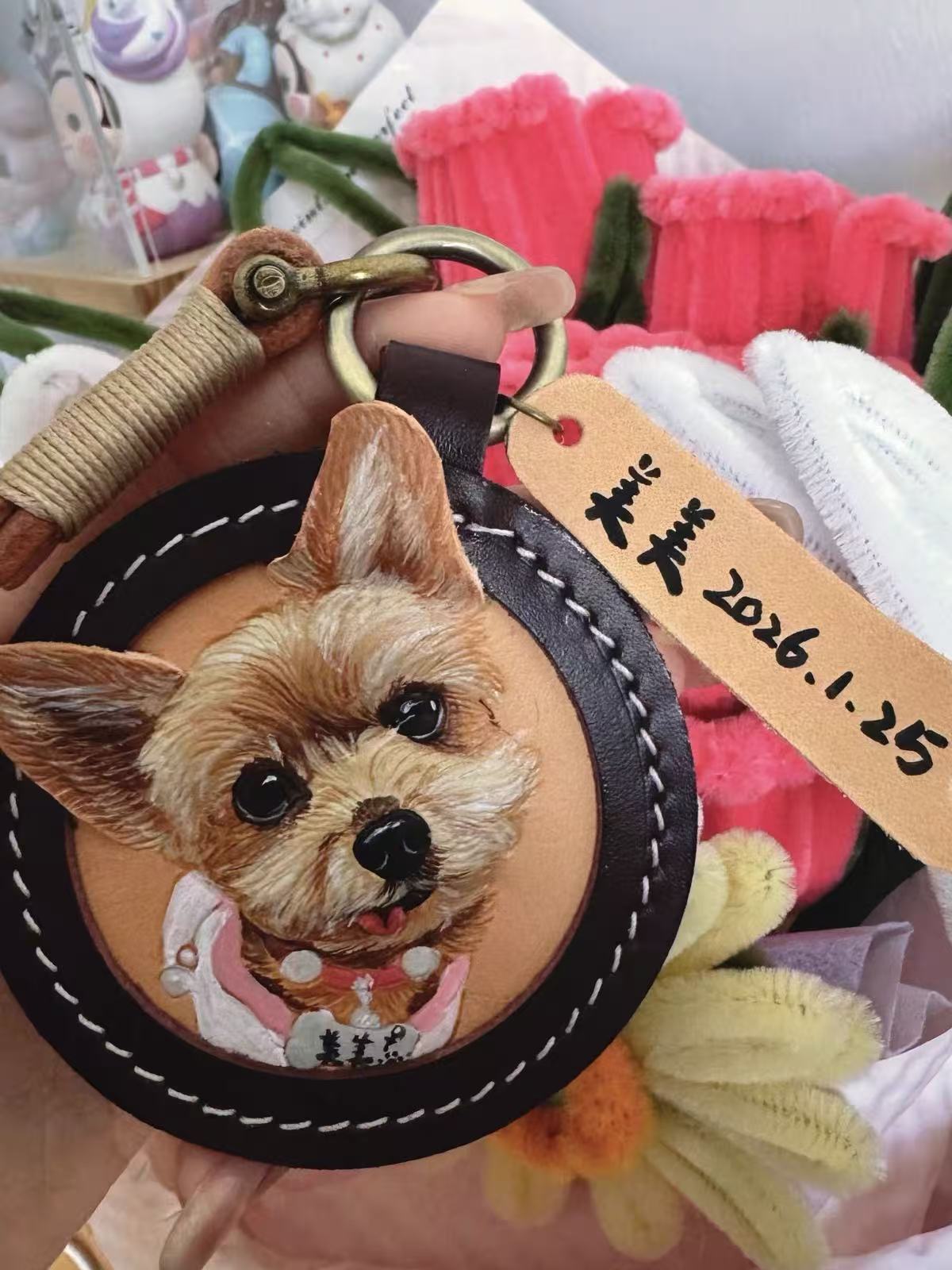Hand-Carved Leather Pet Portrait Keepsake