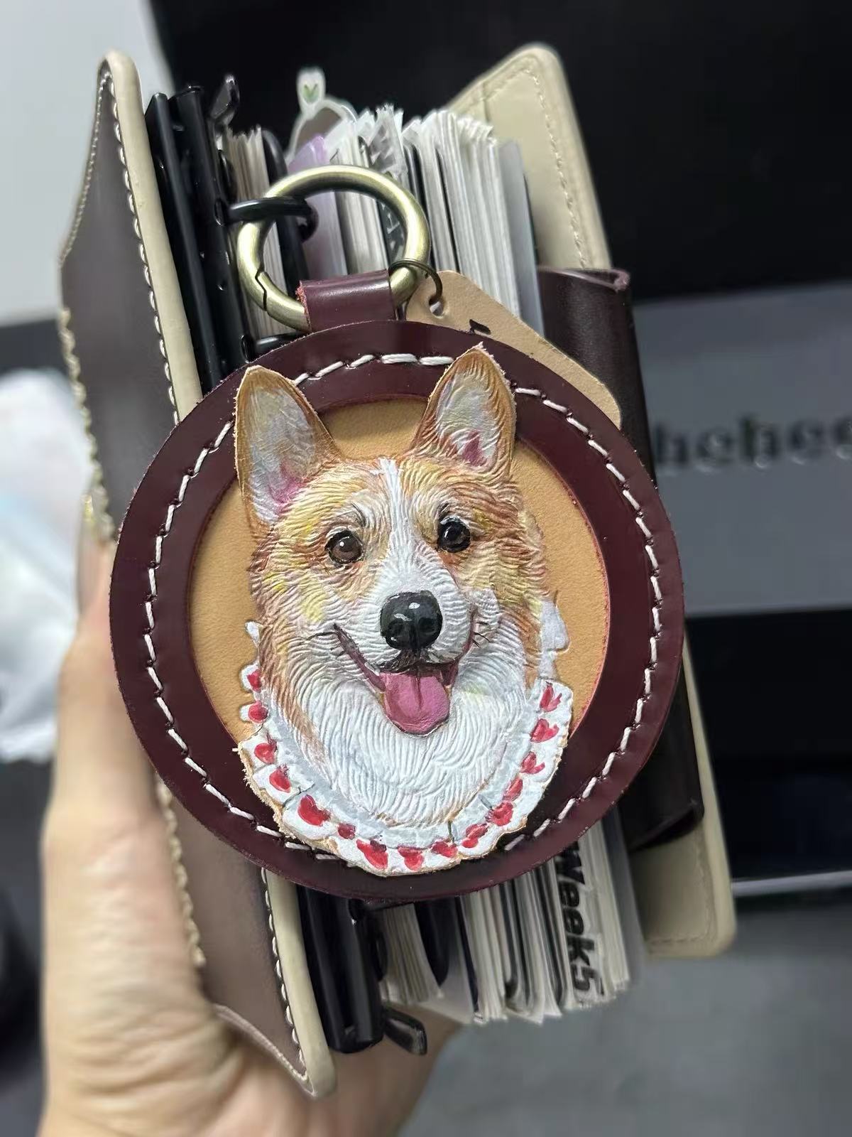 Hand-Carved Leather Pet Portrait Keepsake