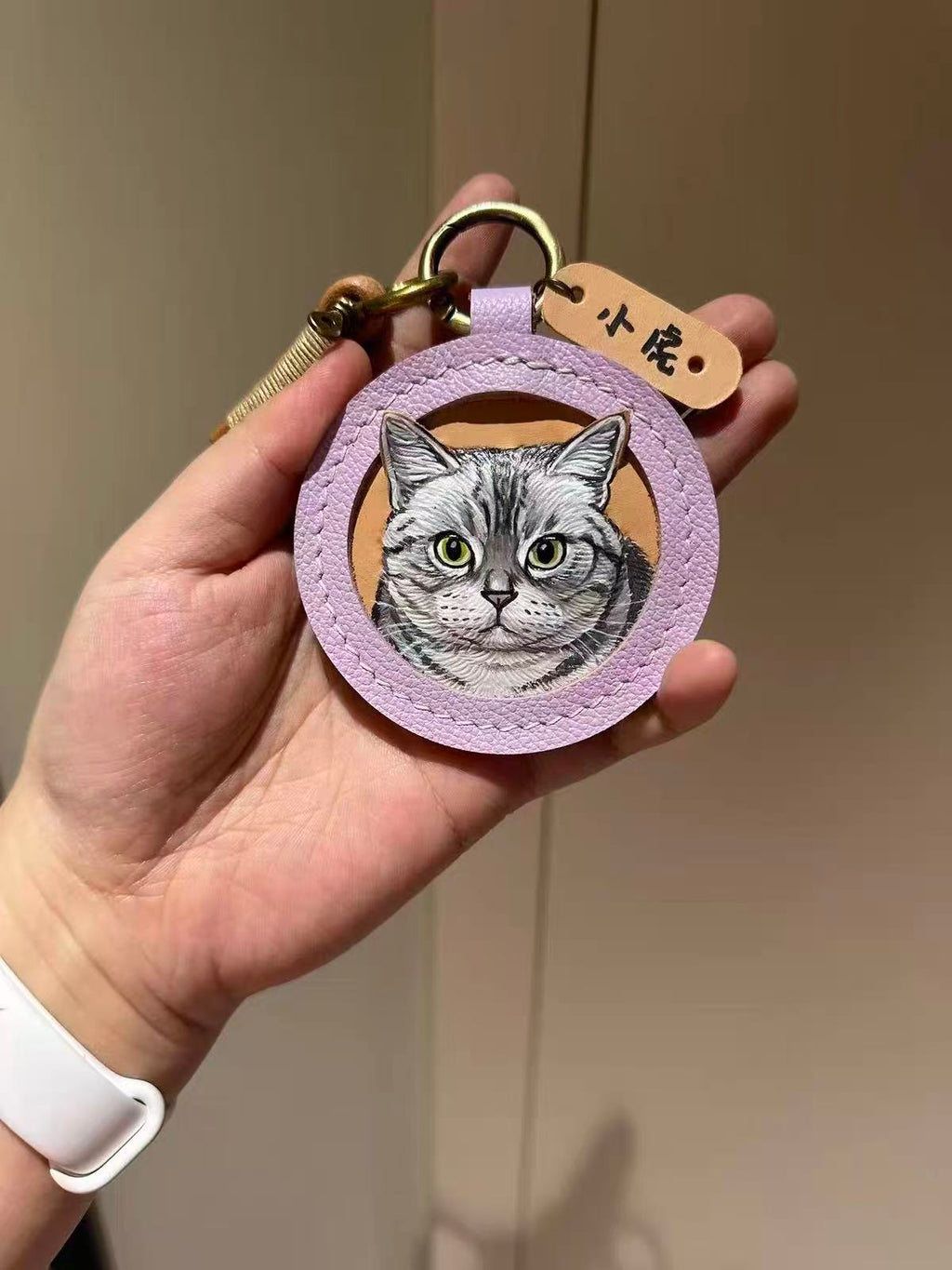 Hand-Carved Leather Pet Portrait Keepsake