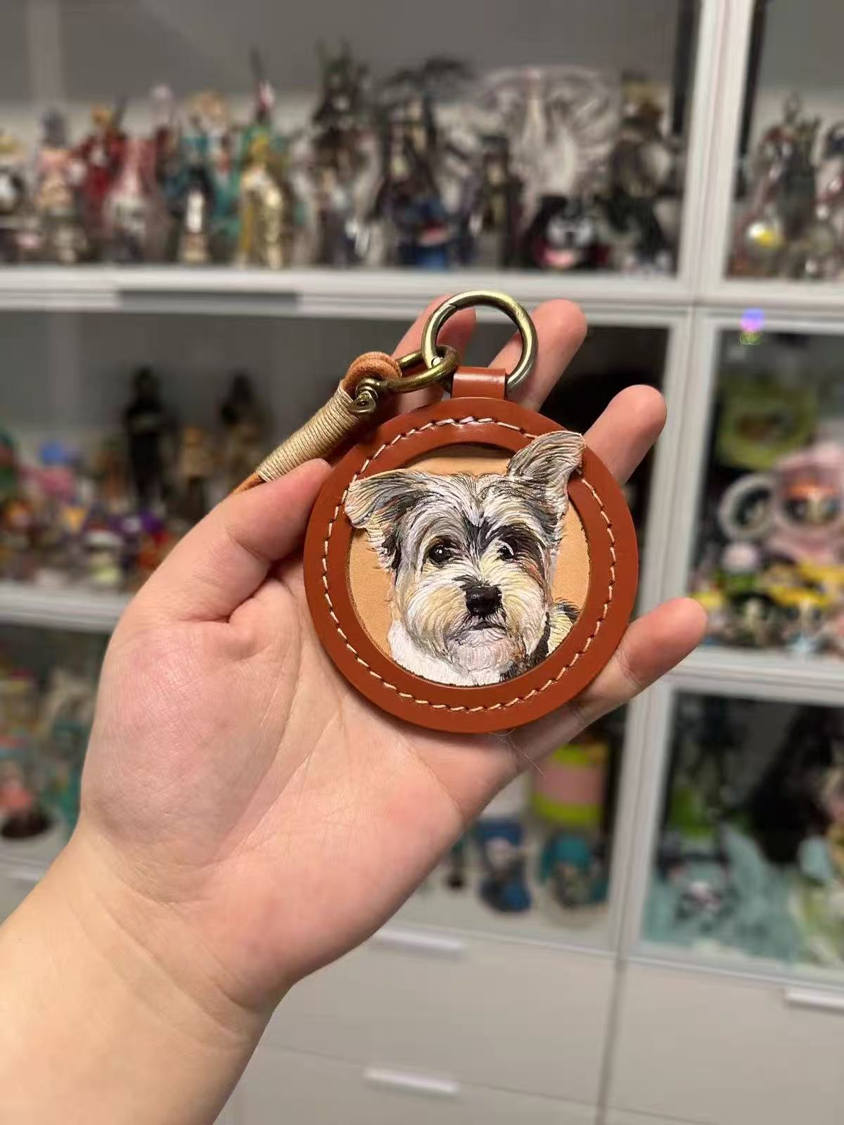 Hand-Carved Leather Pet Portrait Keepsake