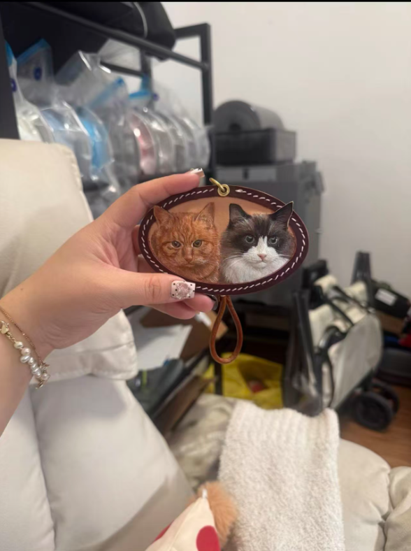Hand-Carved Leather Pet Portrait Keepsake
