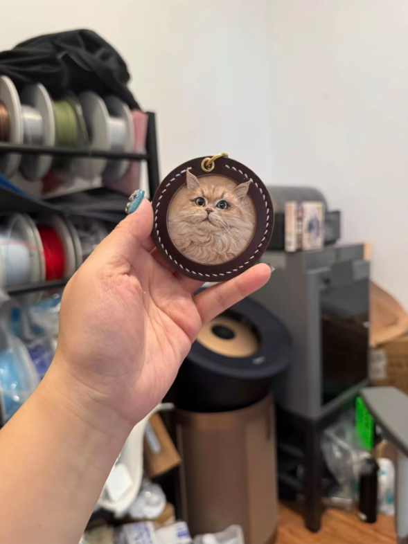 Hand-Carved Leather Pet Portrait Keepsake