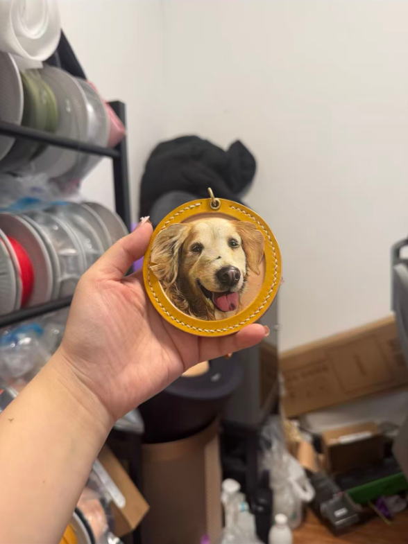 Hand-Carved Leather Pet Portrait Keepsake