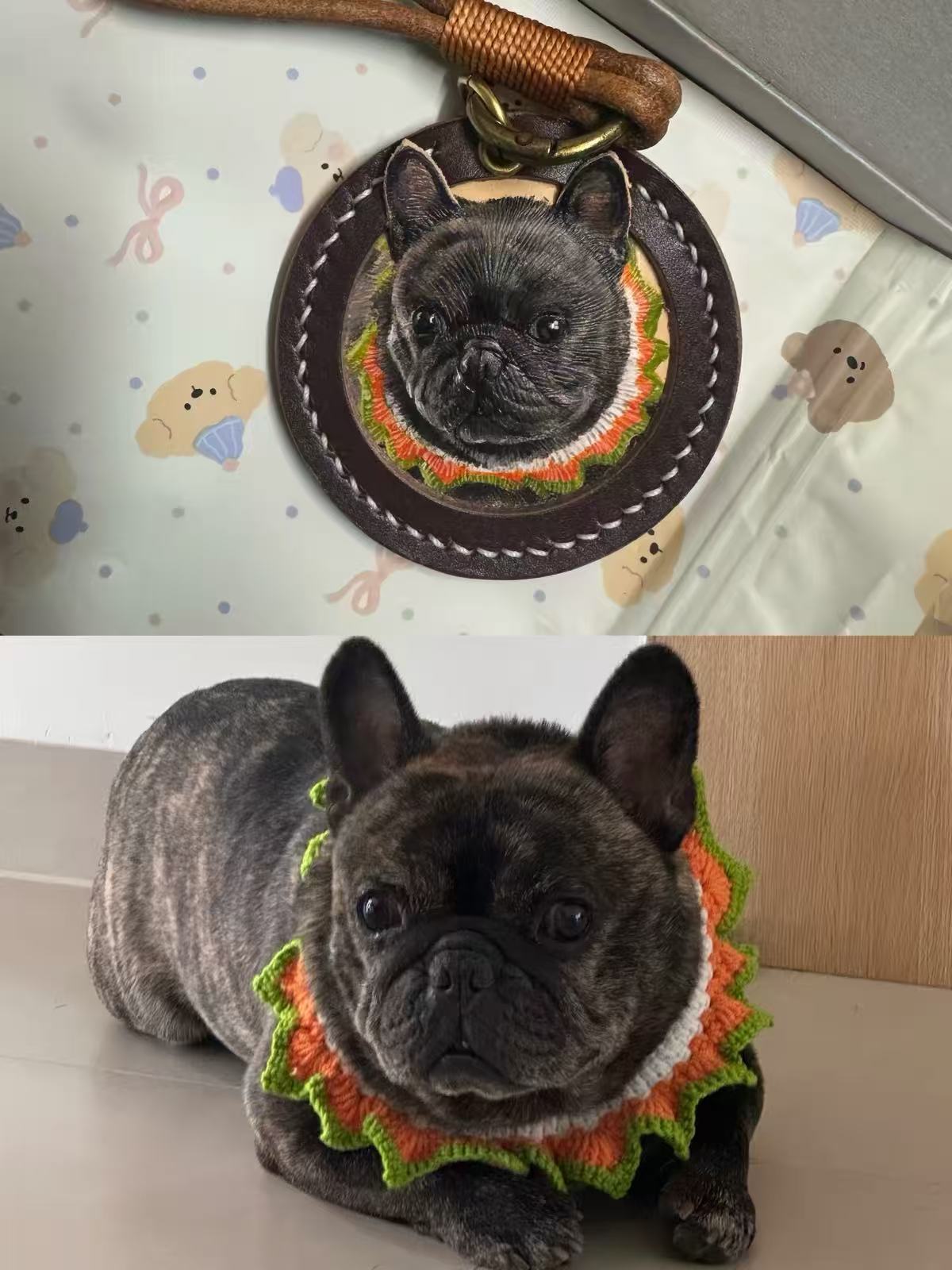 Hand-Carved Leather Pet Portrait Keepsake