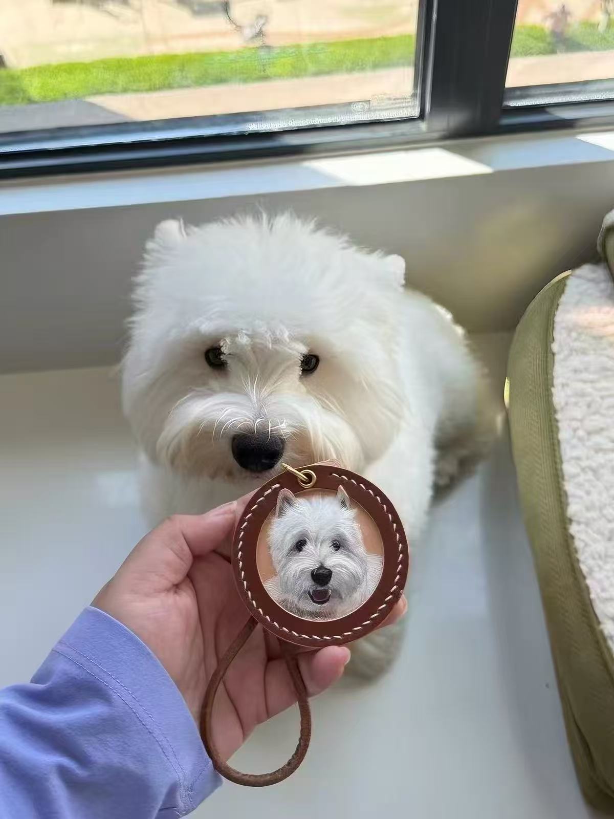 Hand-Carved Leather Pet Portrait Keepsake