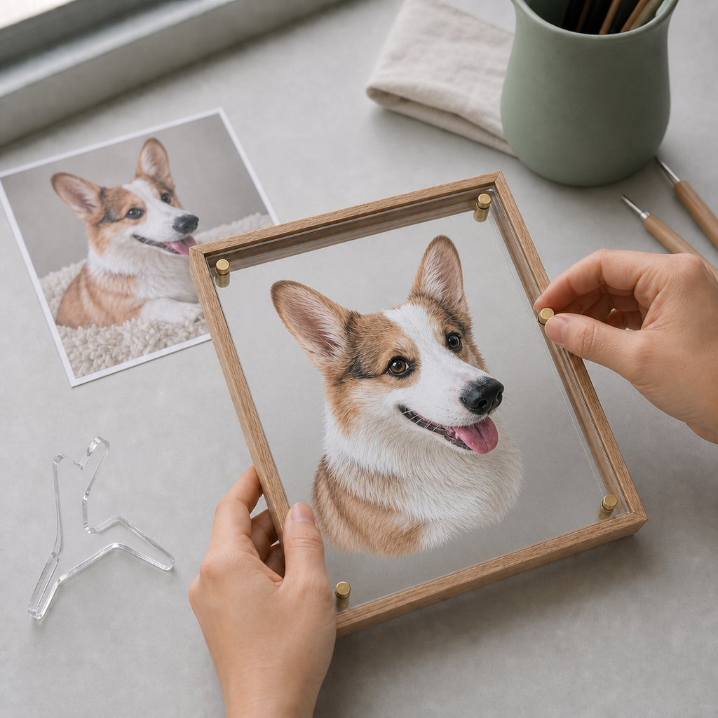 Floating Glass Pet Portrait Frame