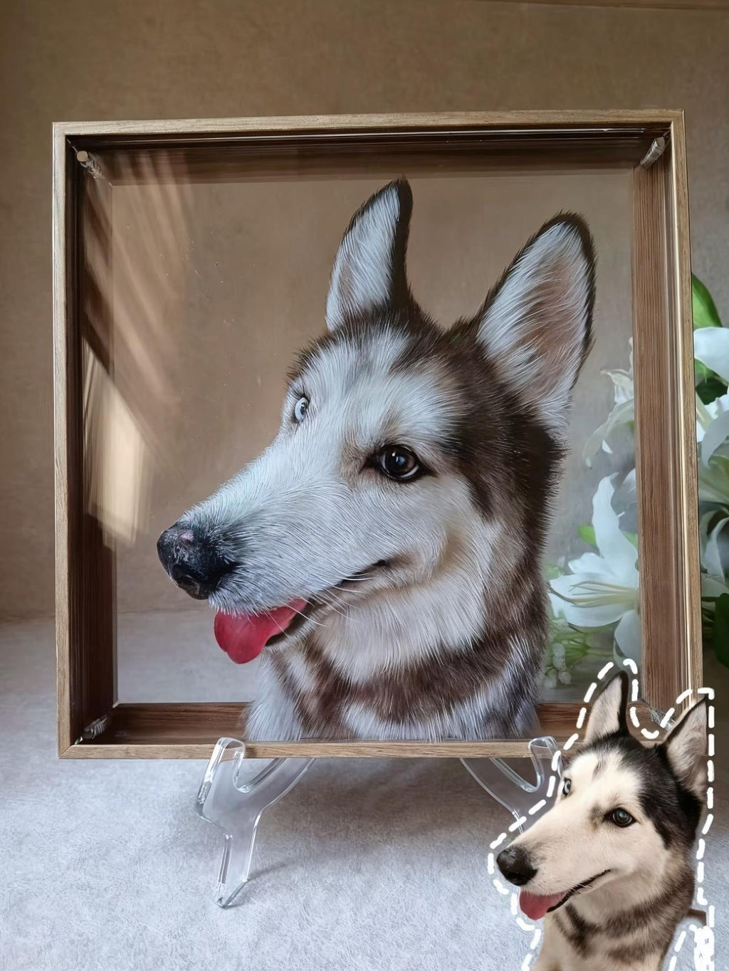 Floating Glass Pet Portrait Frame